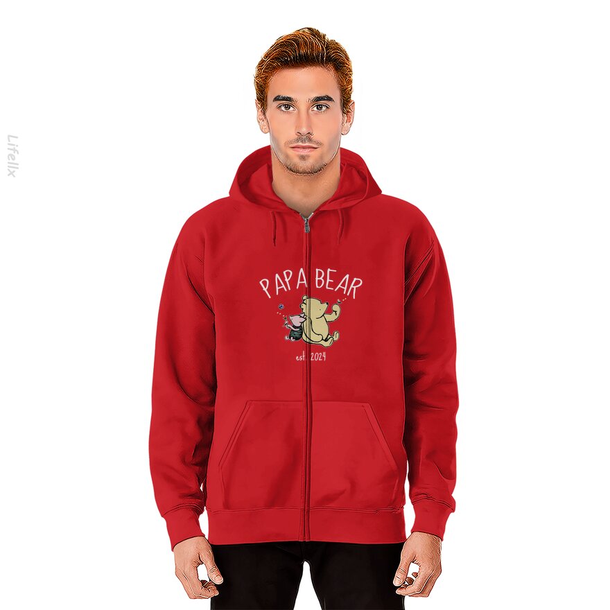 Winnie de Poeh Papa Beer Wit Hoodie met rits door @Pedro.Flowe