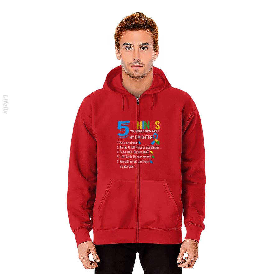 Autistic Daughter Autism Awareness Support Mom Dad Parents Zip Hoodies By @Tacticgr