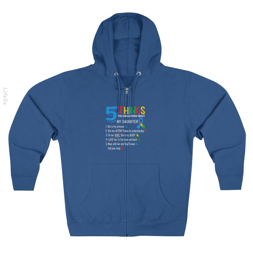 Autistic Daughter Autism Awareness Support Mom Dad Parents Zip Hoodies By @Tacticgr