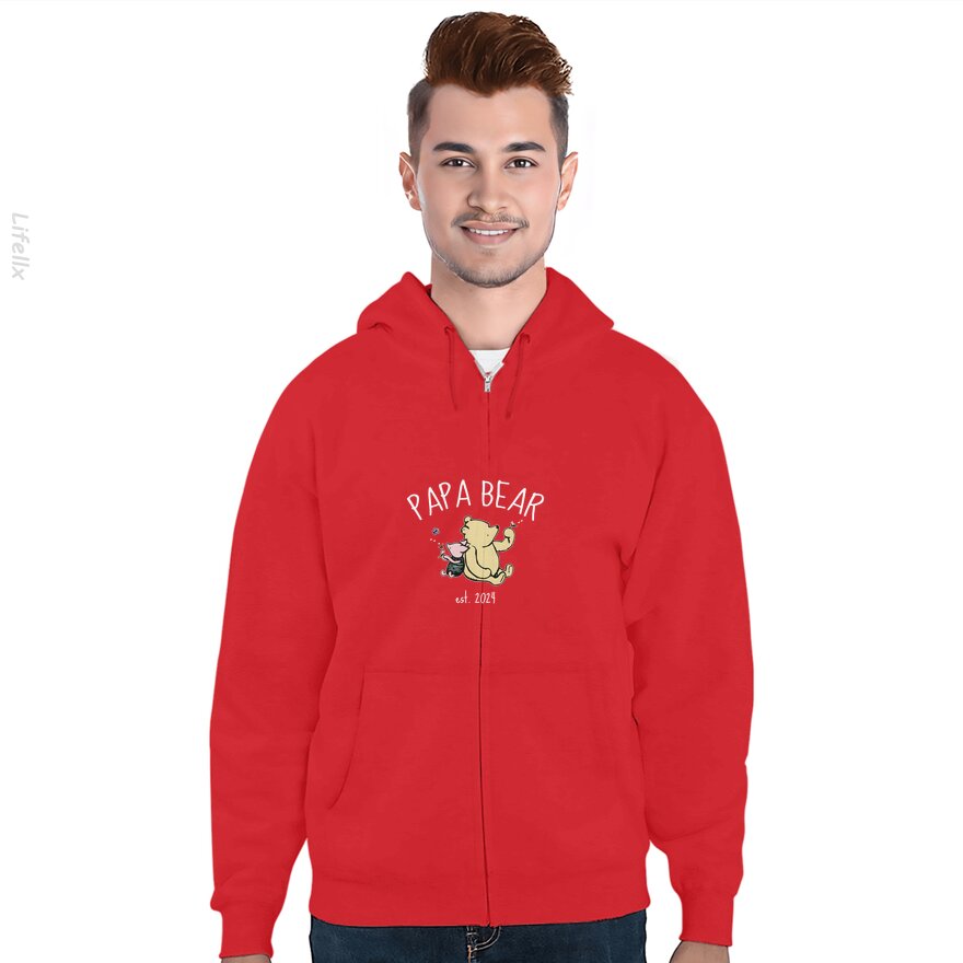 Winnie the Pooh Papa Bear White Zip Hoodie By @Pedro.Flowe