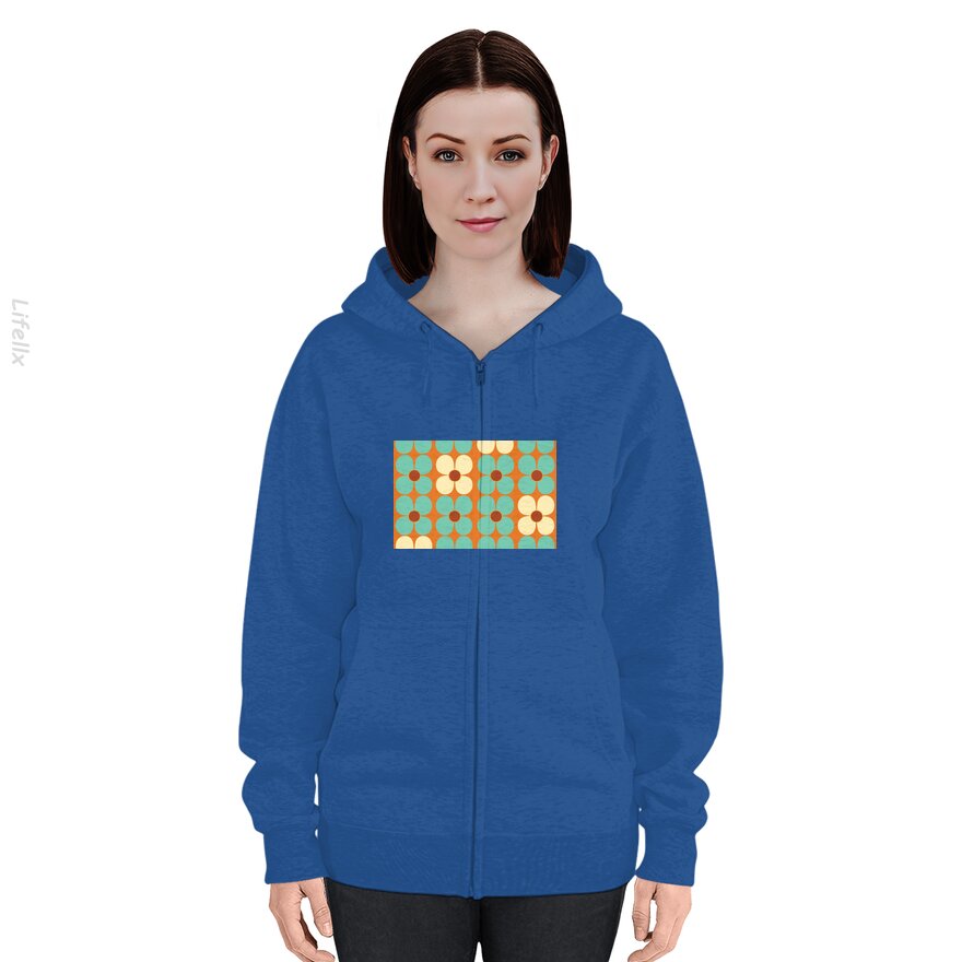 Retro Land Bloemkracht Hoodie met rits door @Breez