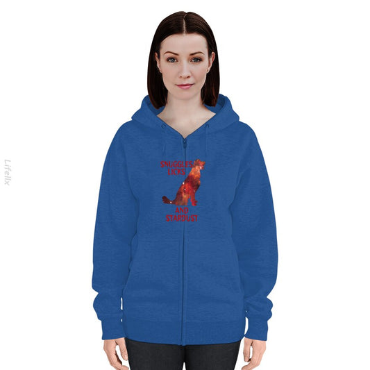 Fiery Ruby Red Milky Way Galaxy Golden Retriever Zip Hoodies By @Breez