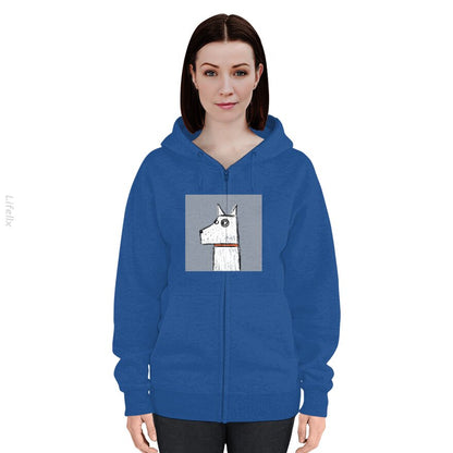 Arthur witte hond Hoodies met rits door @Silviaro