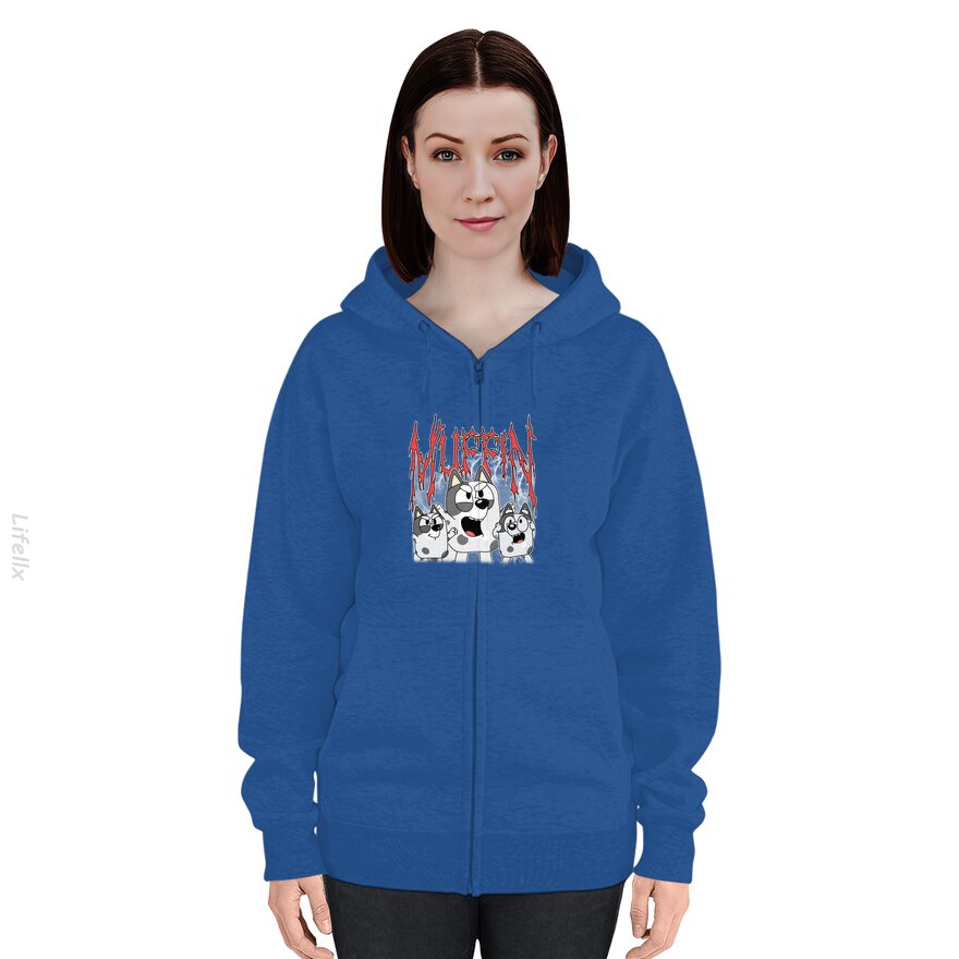 BlueyDad Muffin Metal Zip Hoodie By @Chetan_Art