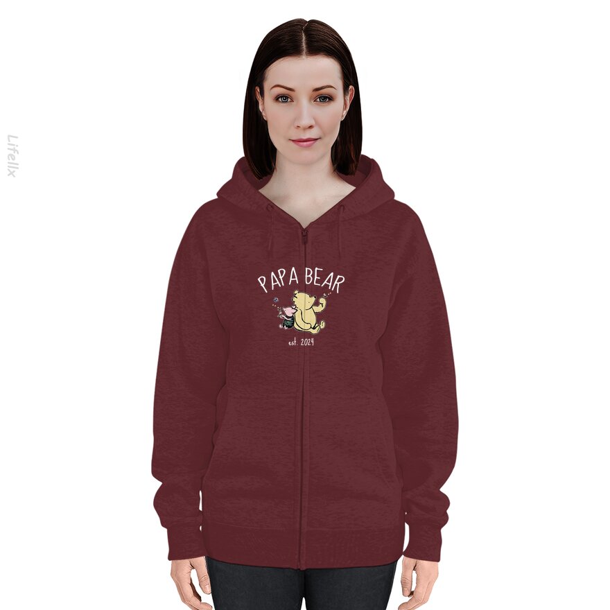 Winnie de Poeh Papa Beer Wit Hoodie met rits door @Pedro.Flowe