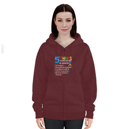 Autistic Daughter Autism Awareness Support Mom Dad Parents Zip Hoodies By @Tacticgr