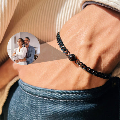 Pulsera conmemorativa personalizada con proyección de foto, pulsera personalizada con foto de pareja para él