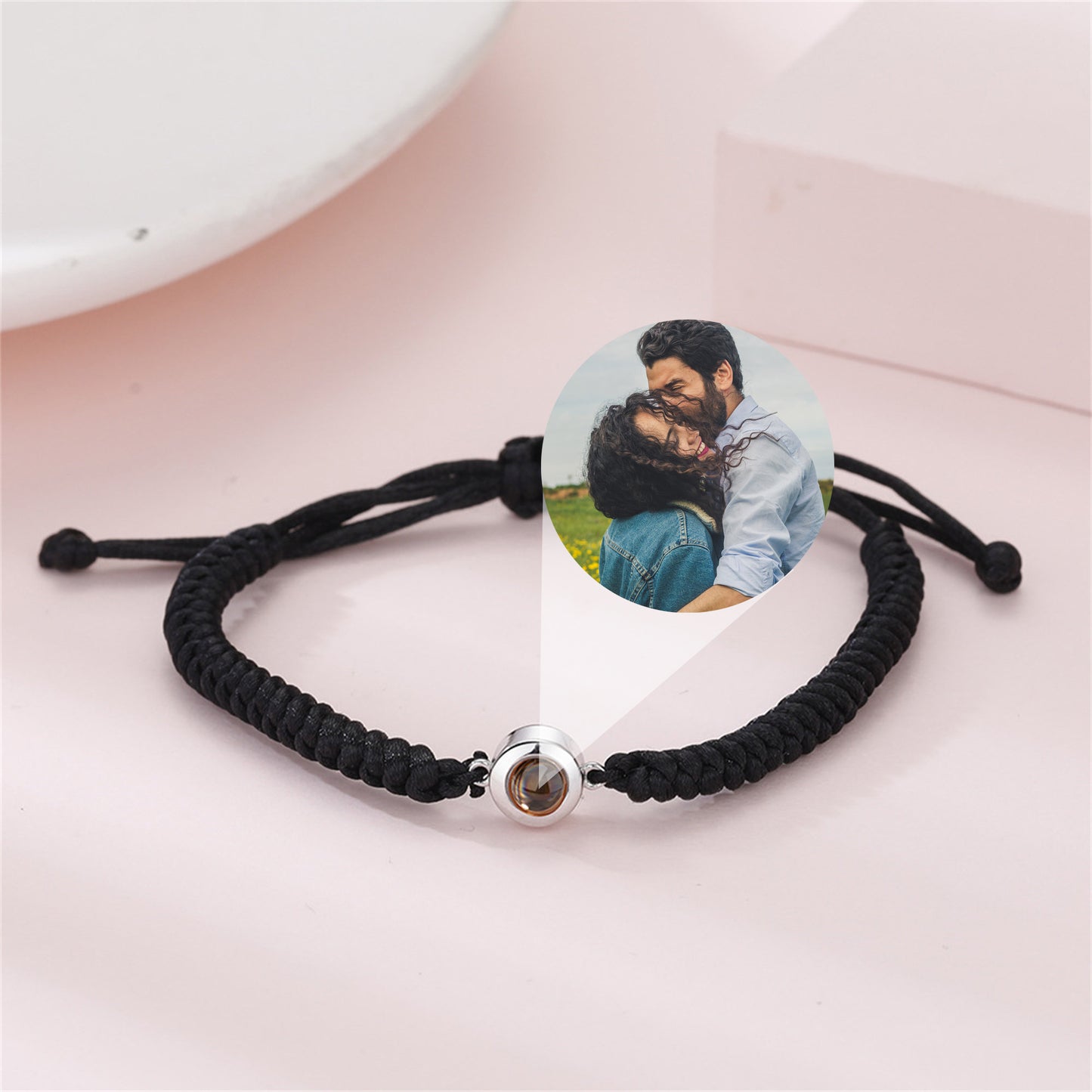 Bracciale di proiezione in corda intrecciata multicolore, braccialetto personalizzato con foto commemorativa