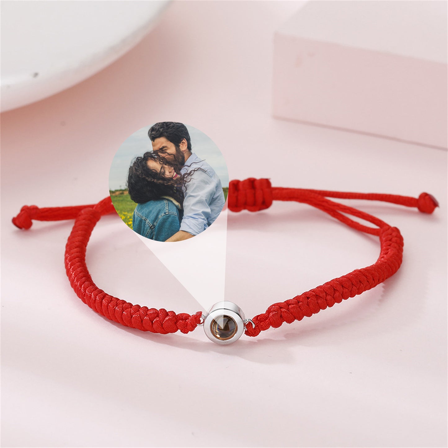 Bracciale di proiezione in corda intrecciata multicolore, braccialetto personalizzato con foto commemorativa