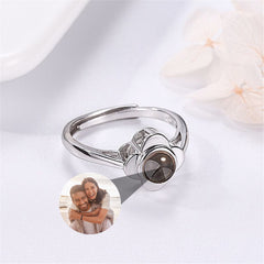 Personalized Colorful Photo Projection Ring Adjustable Ring