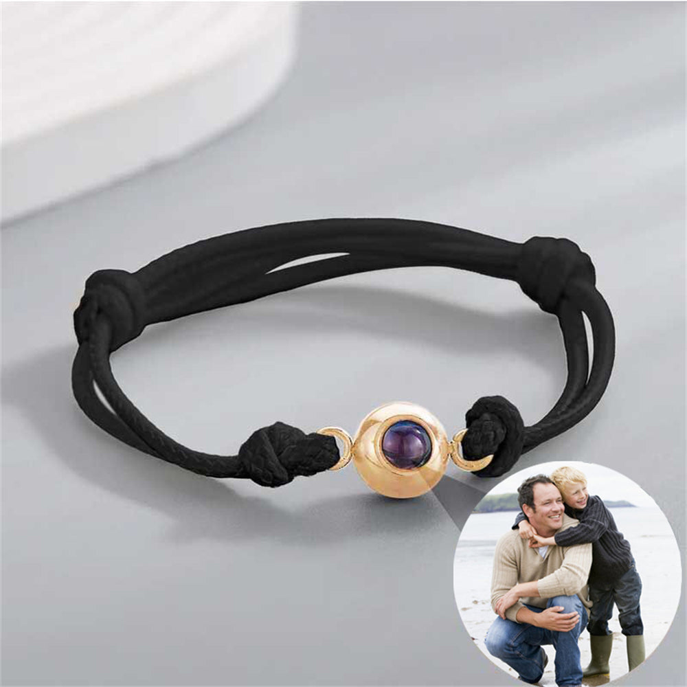 Pulsera Proyección de Foto Personalizada con Cordón Negro, Pulsera Cuadro Personalizada