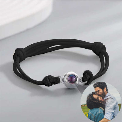 Pulsera Proyección de Foto Personalizada con Cordón Negro, Pulsera Cuadro Personalizada