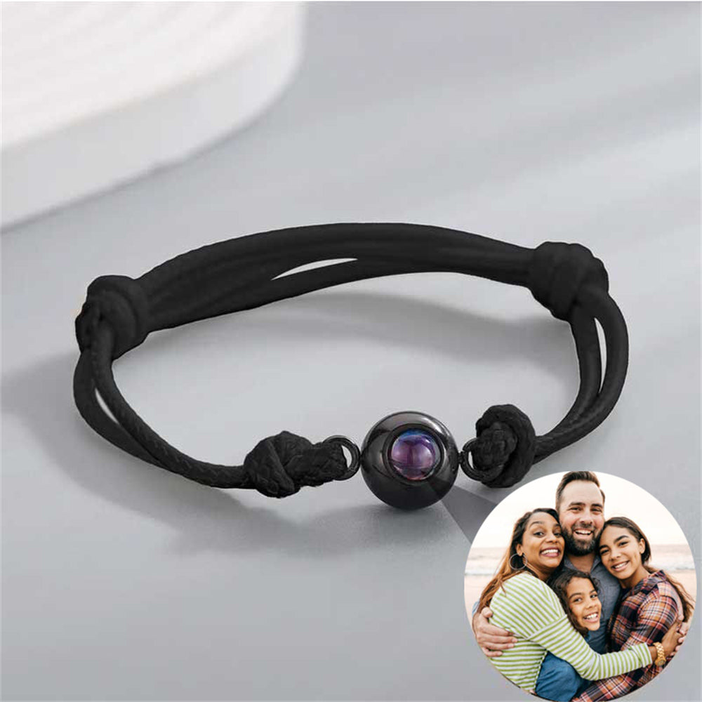 Pulsera Proyección de Foto Personalizada con Cordón Negro, Pulsera Cuadro Personalizada