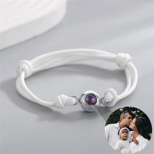 Bracelet de projection de photos personnalisé, bracelet avec cordon blanc
