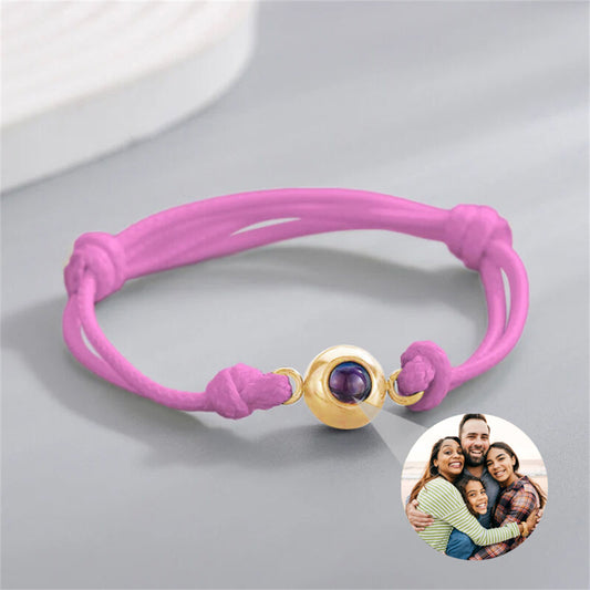Personalisiertes Foto Projektion Armband, Armband mit rosa Kordel