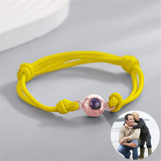 Personalisiertes Foto Projektion Armband, Armband mit gelber Kordel