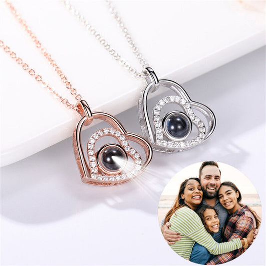 Aangepaste foto projectie ketting, gepersonaliseerde warme hart ketting