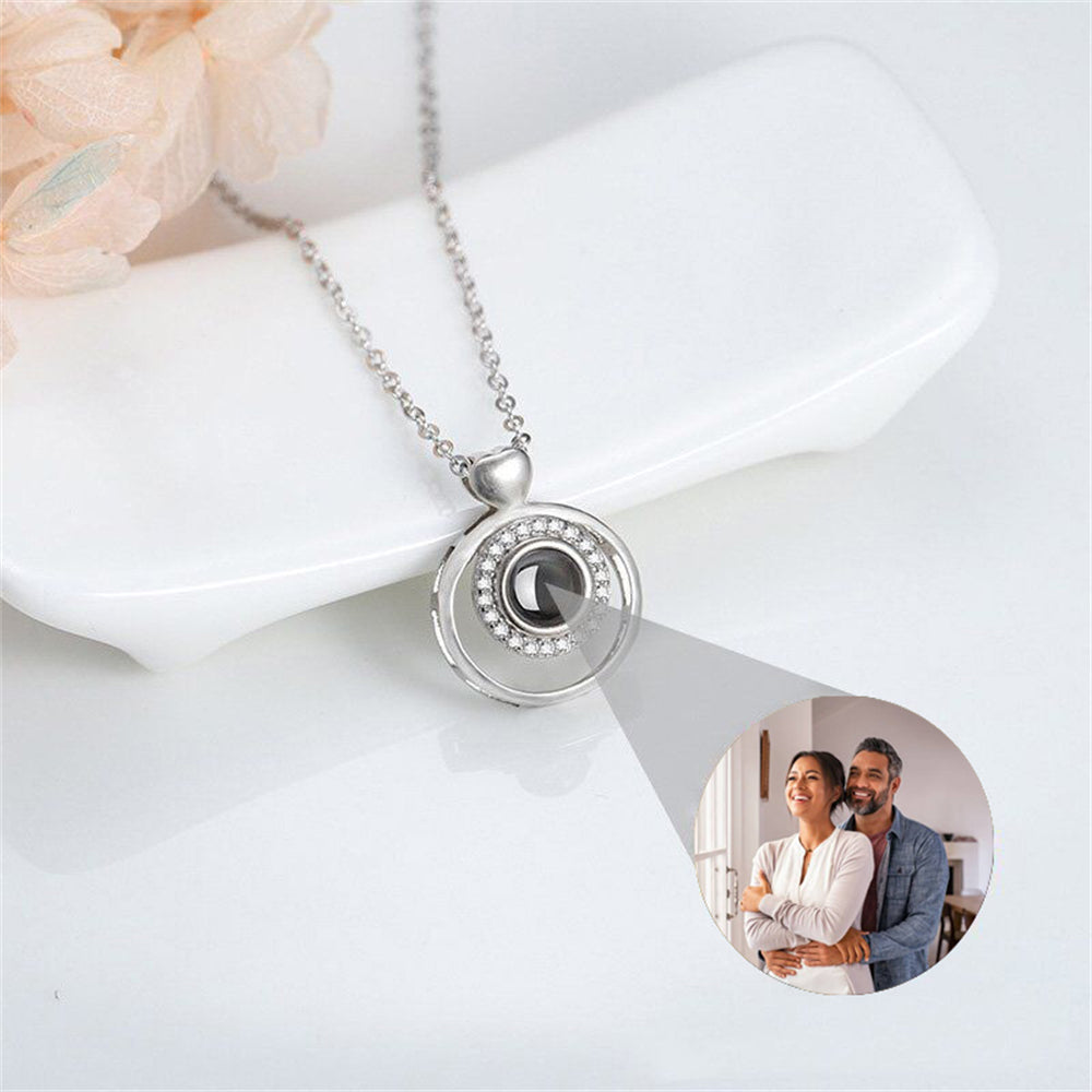 Custom Memorial Photo Pendant, Personalized Love Circle Necklace