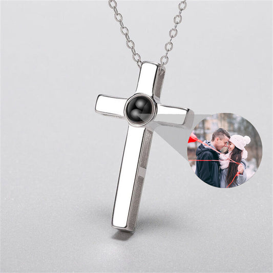 Collana con proiezione di foto personalizzata, collana a forma di croce