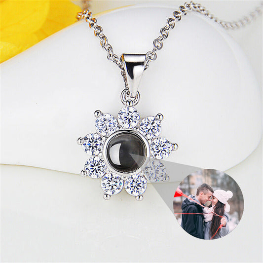 Collana con foto di proiezione personalizzata, collana di fiori di sole