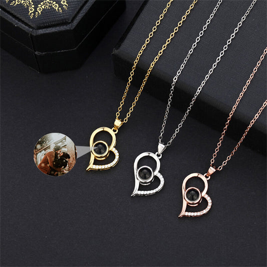 Custom Projection Photo Necklace, Heart Necklace