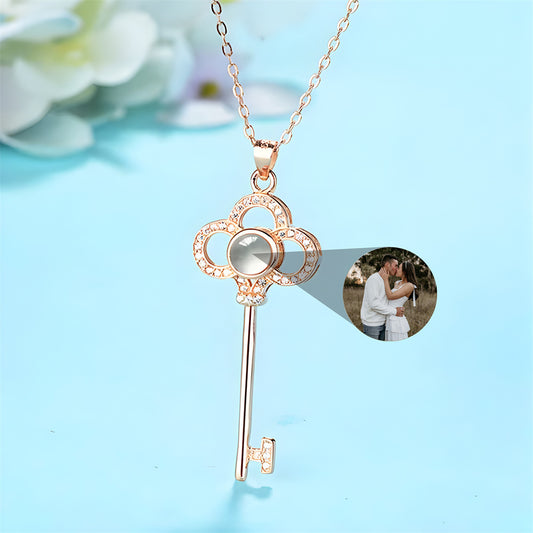 Collana con proiezione di foto personalizzata, collana di chiavi