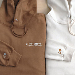 Custom Embroidered Roman Numeral Hoodie, Personalized Couples Gifts, Anniversary Gifts