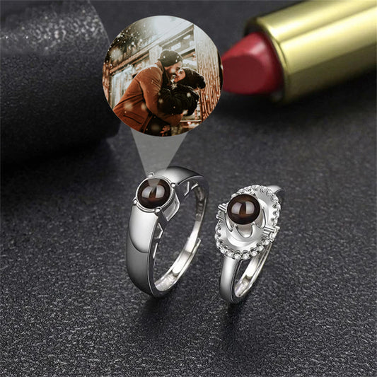 Personalisierter Ring mit Fotoprojektion, Geschenk für Ehepaar