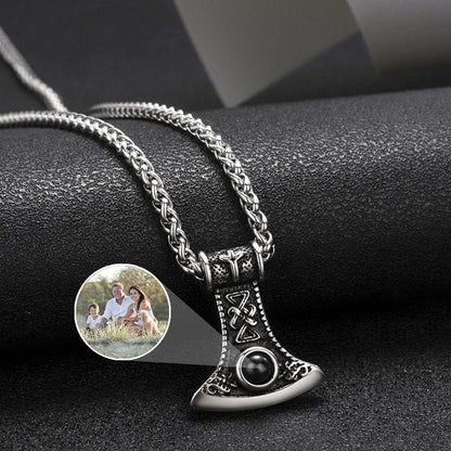 Personalized Axe Photo Projection Necklace