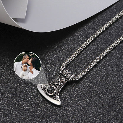 Personalized Axe Photo Projection Necklace