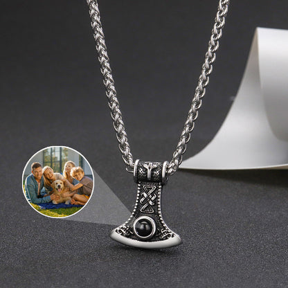 Personalized Axe Photo Projection Necklace